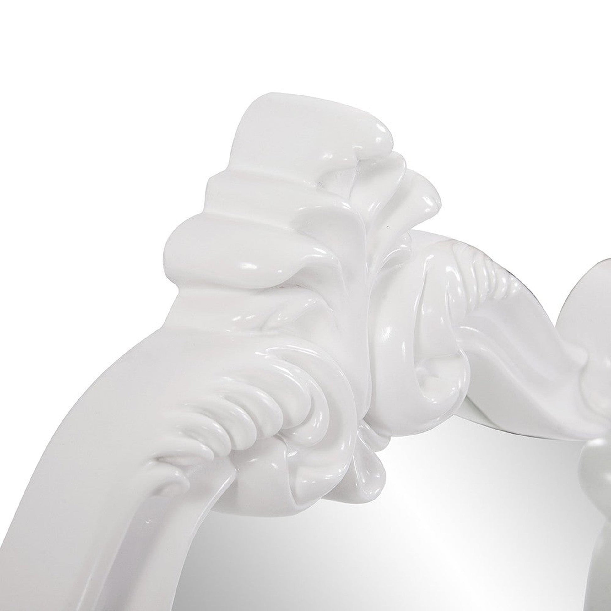 HomeRoots White Baroque Shape Ornate Mirror