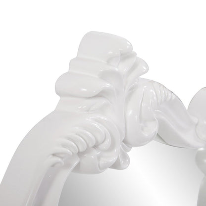 HomeRoots White Baroque Shape Ornate Mirror