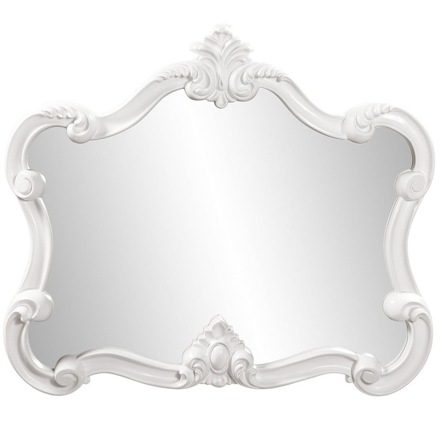 HomeRoots White Baroque Shape Ornate Mirror