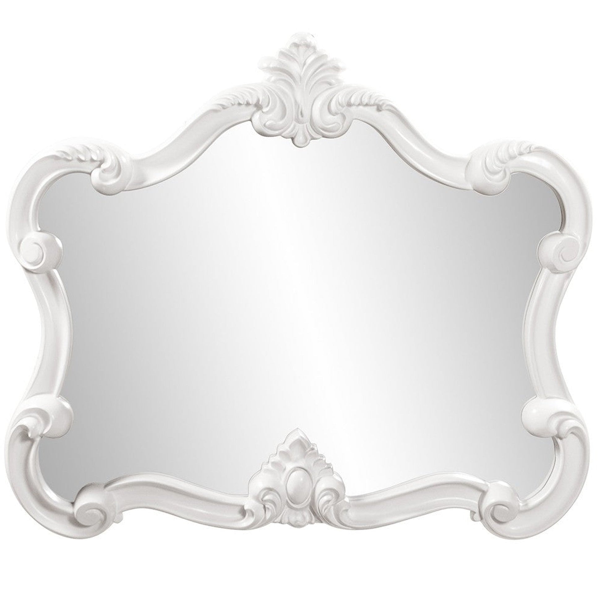 HomeRoots White Baroque Shape Ornate Mirror