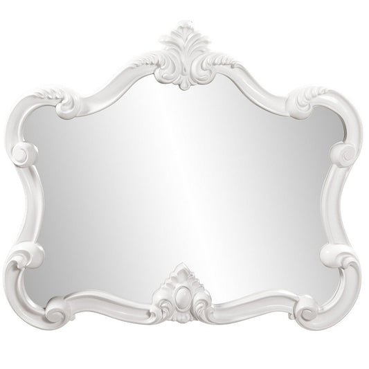 HomeRoots White Baroque Shape Ornate Mirror