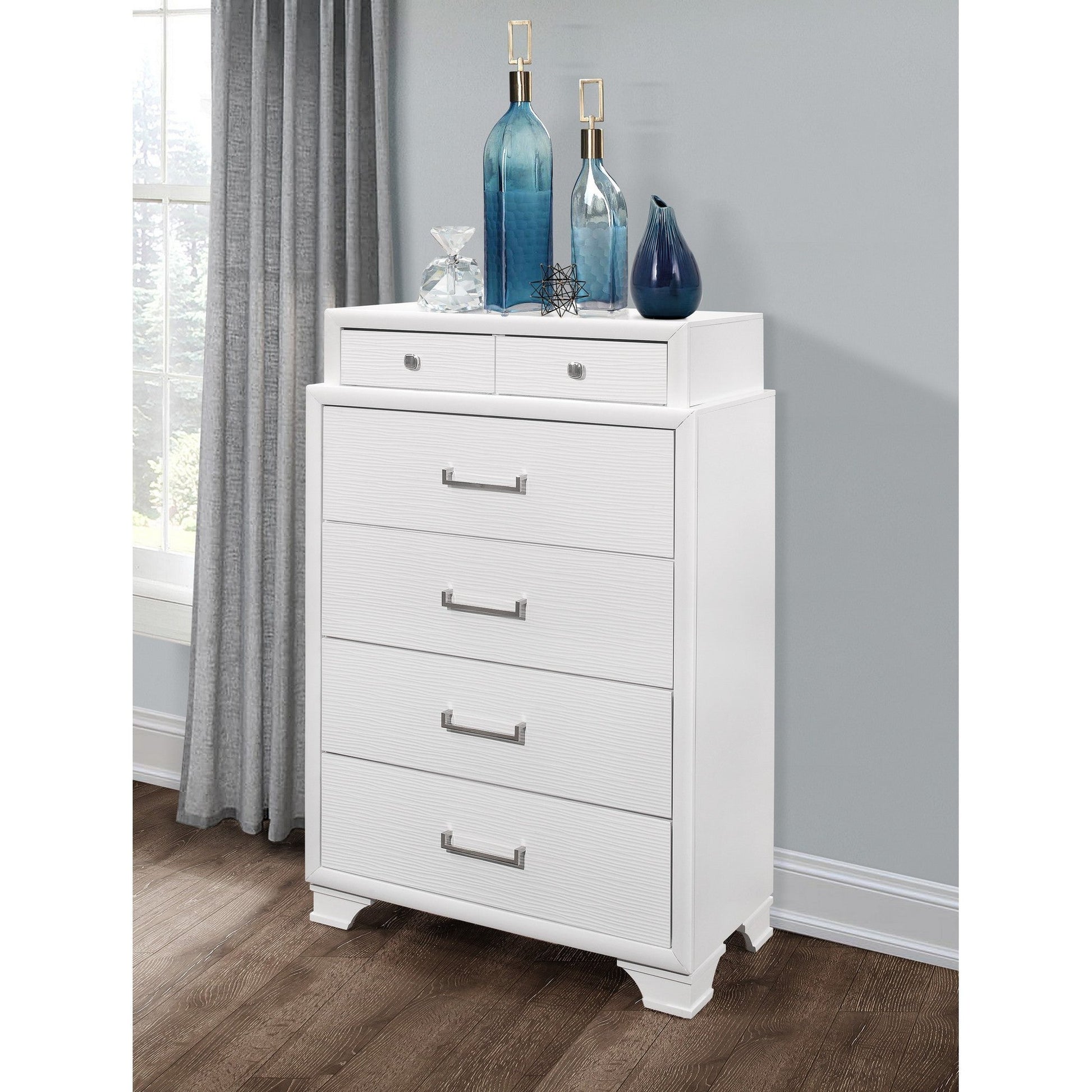HomeRoots White Cabinet With 6 Drawers