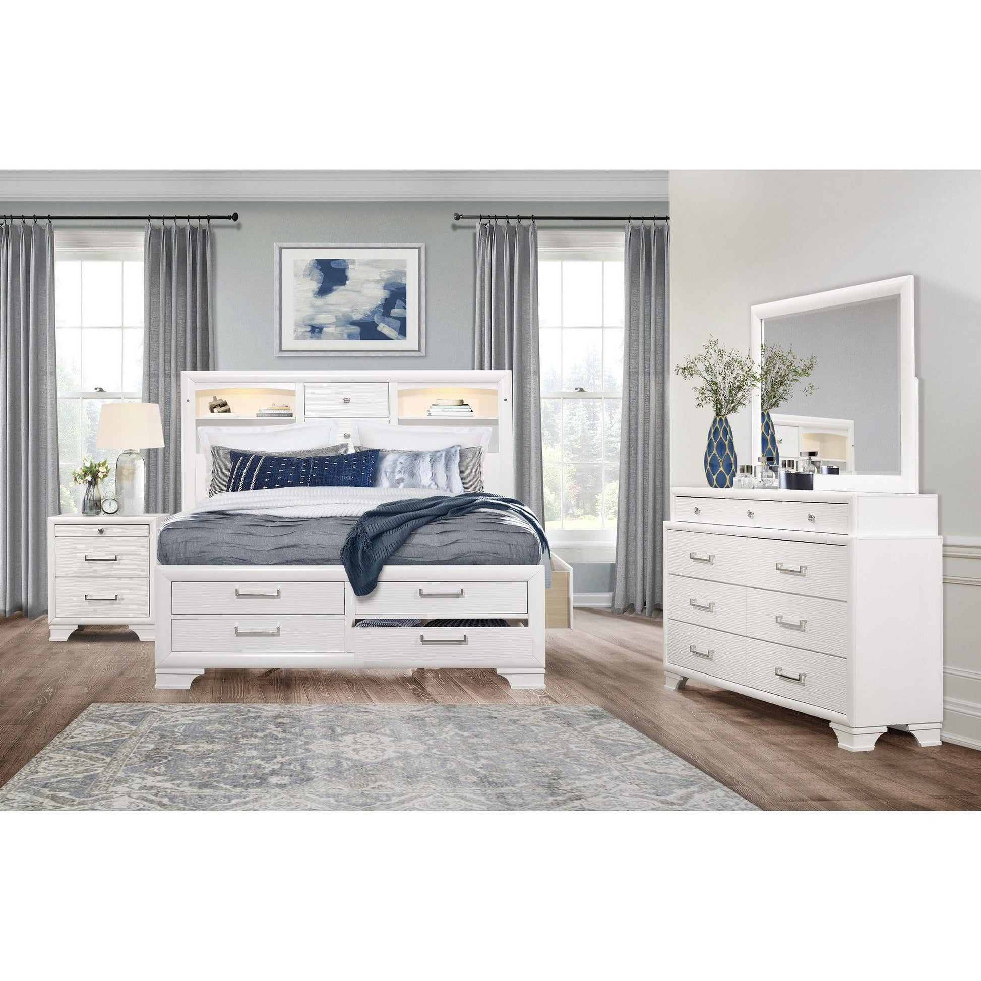 HomeRoots White Cabinet With 6 Drawers
