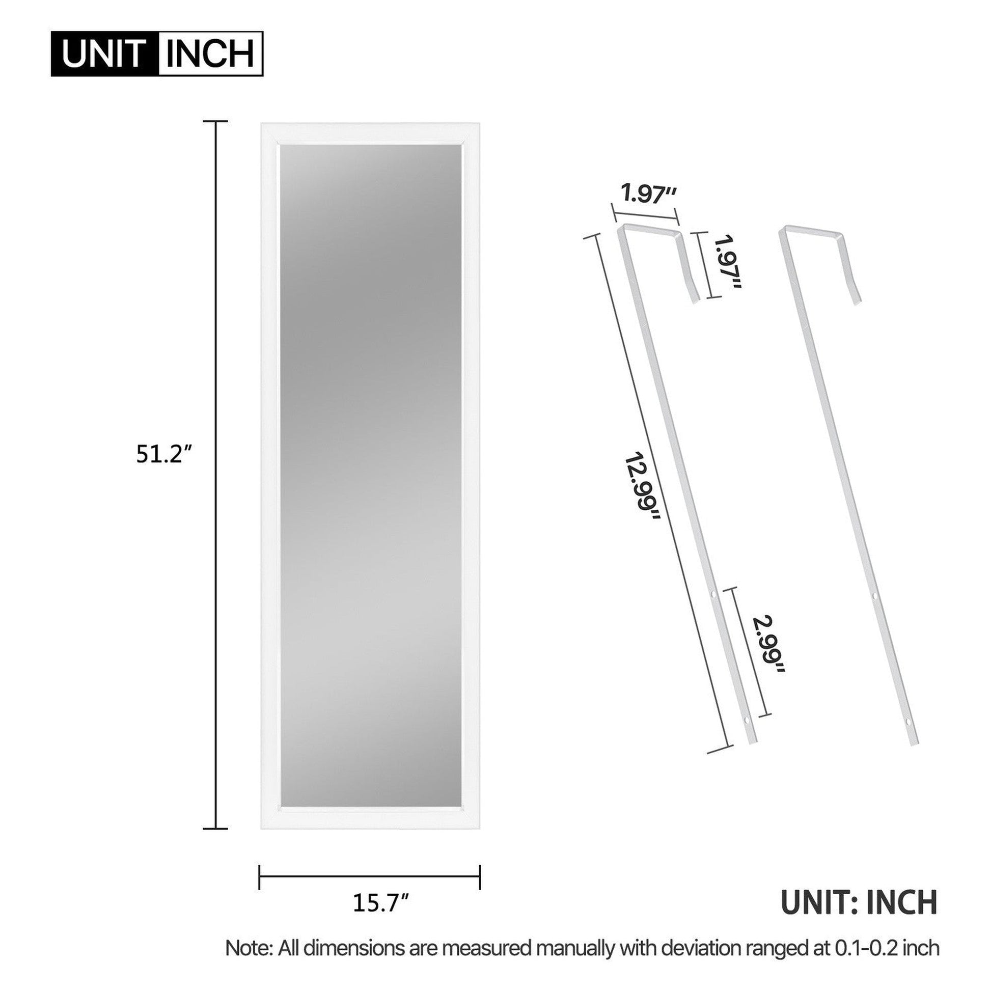 HomeRoots White Door Mount Mirror