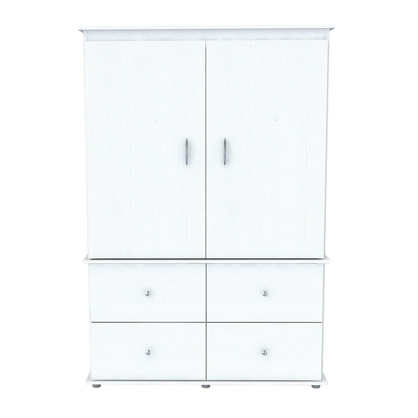 HomeRoots White Finish Wood Four Drawer Armoire Dresser