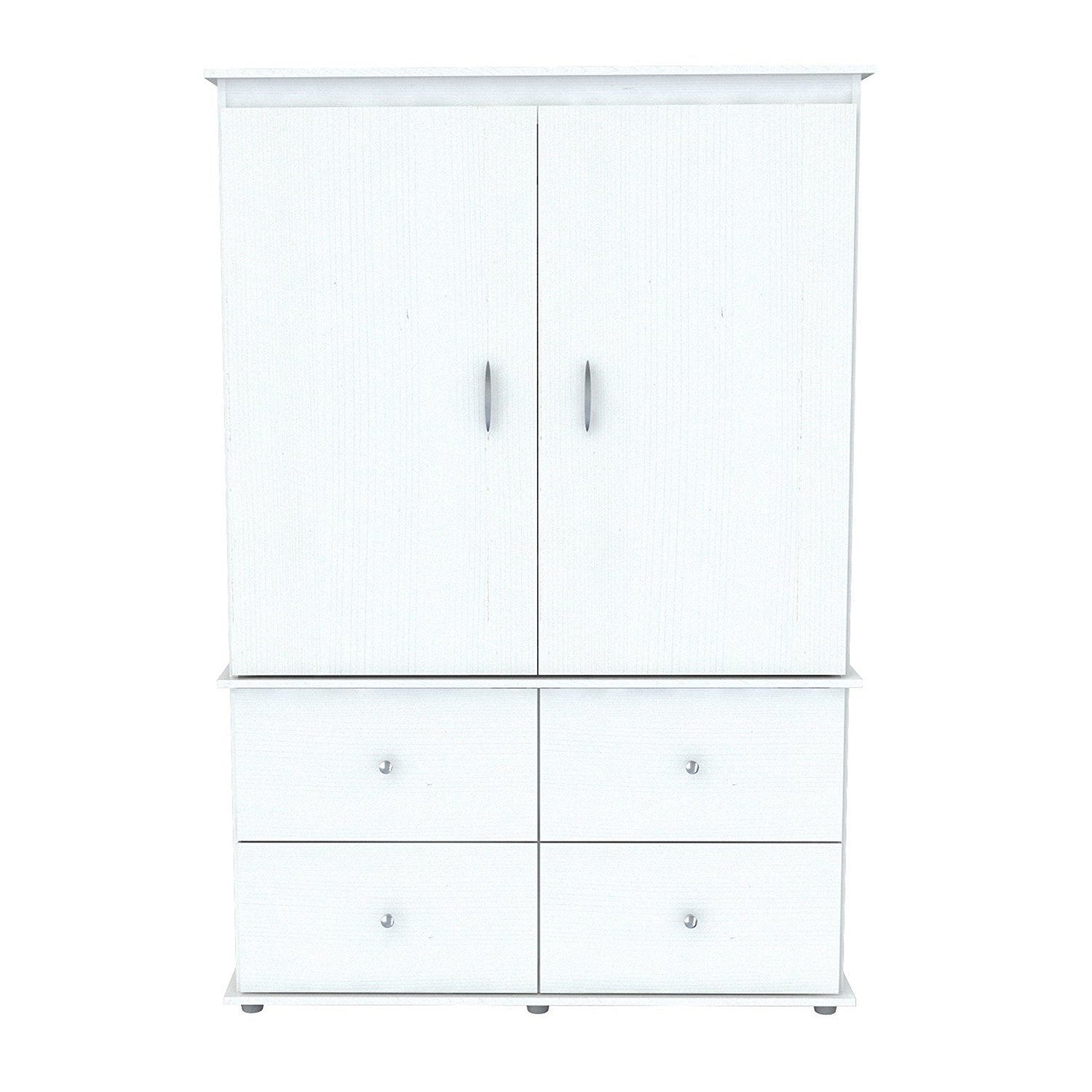 HomeRoots White Finish Wood Four Drawer Armoire Dresser