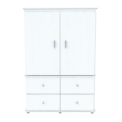 HomeRoots White Finish Wood Four Drawer Armoire Dresser