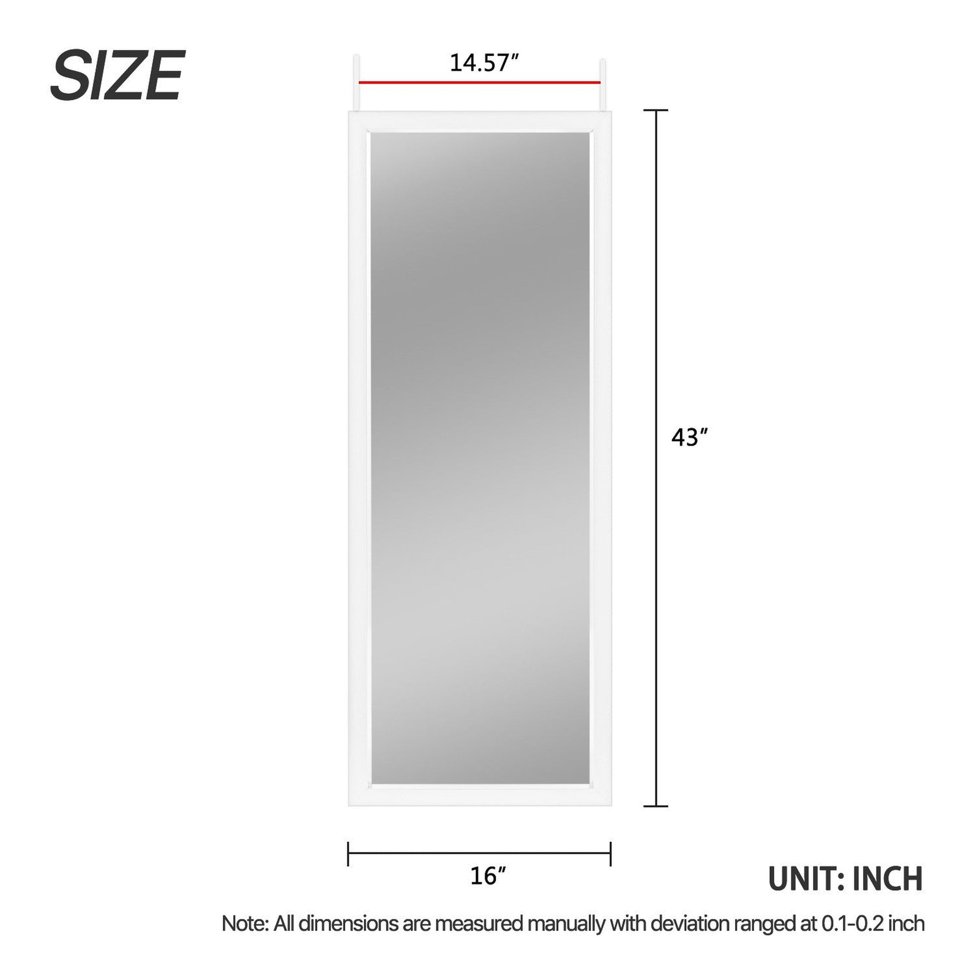 HomeRoots White Framed Door Mount Mirror