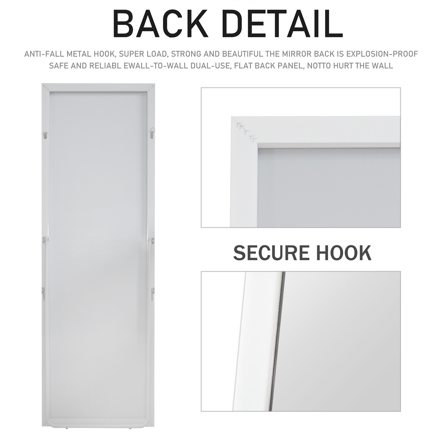 HomeRoots White Framed Wall Mirror with Stand