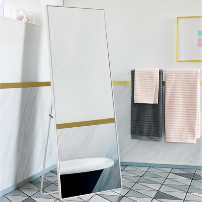 HomeRoots White Framed Wall Mirror with Stand