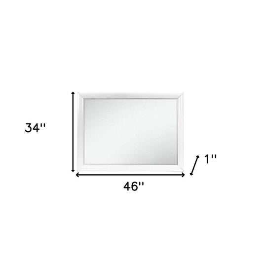 HomeRoots White Mirror with Rectangular Wood Trim