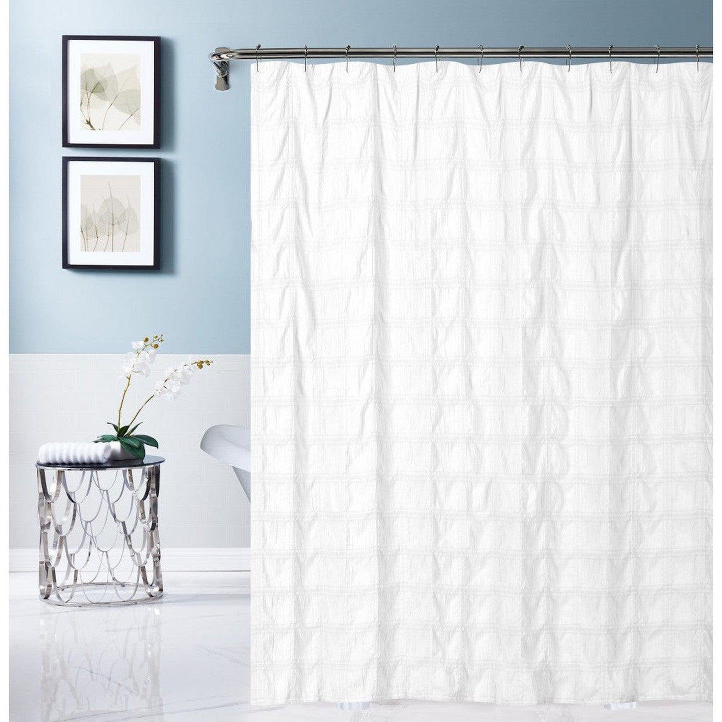 HomeRoots White Modern Crinkle Shower Curtain