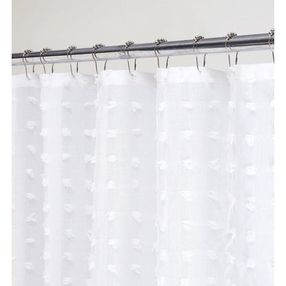 HomeRoots White Puff Sheer Shower Curtain