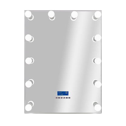 HomeRoots White Rectangular Glass and Metal Mirror with Stand