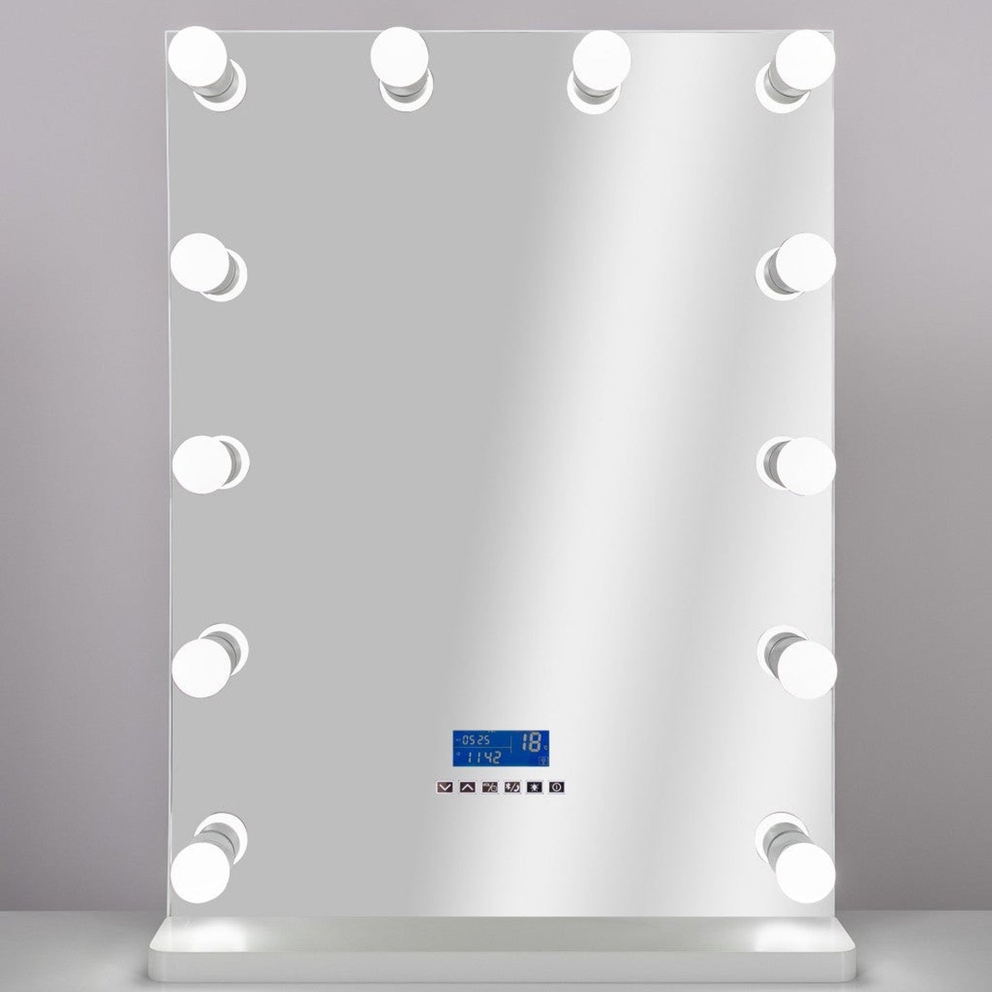 HomeRoots White Rectangular Glass and Metal Mirror with Stand