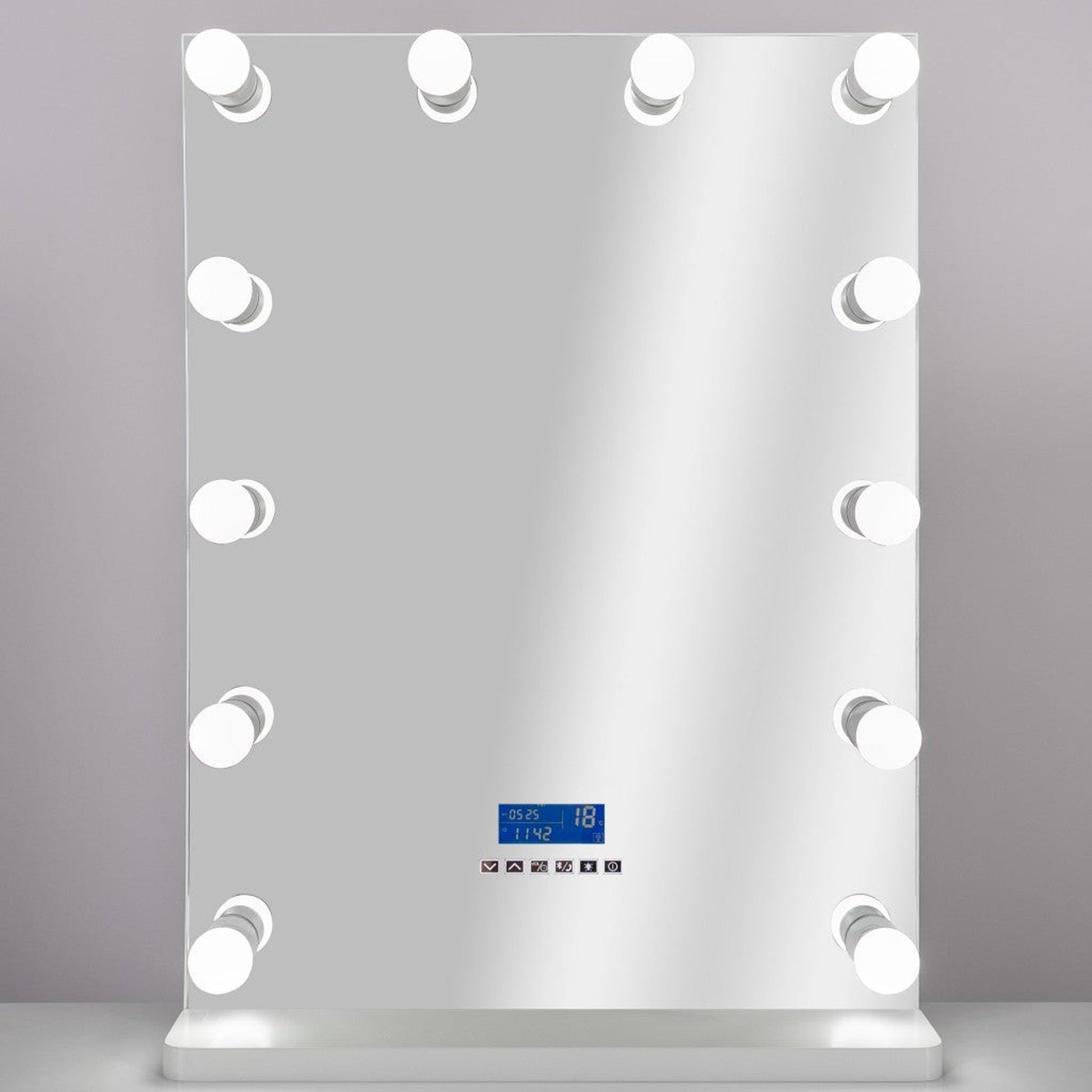 HomeRoots White Rectangular Glass and Metal Mirror with Stand