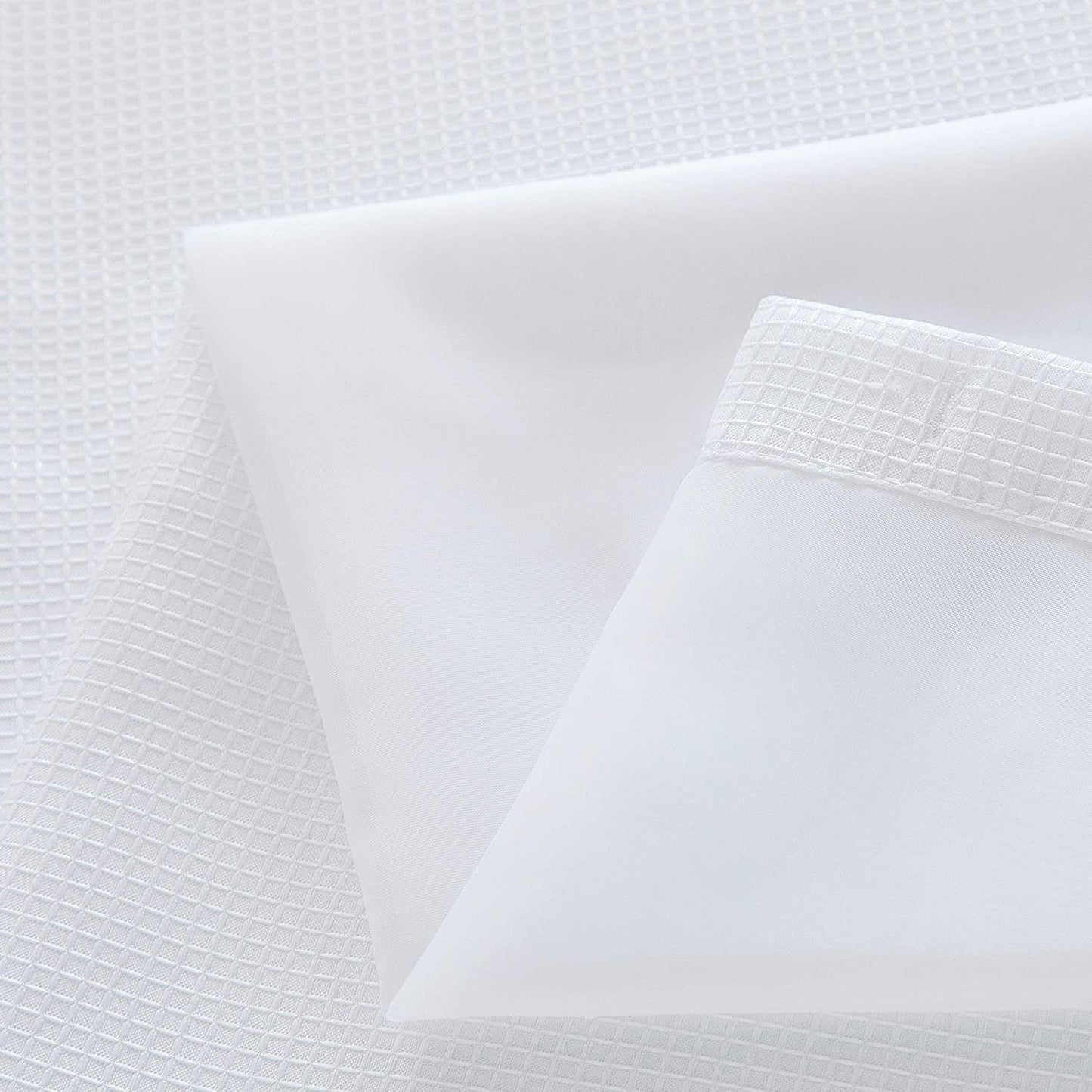 HomeRoots White Sheer And Grid Shower Curtain And Liner Set