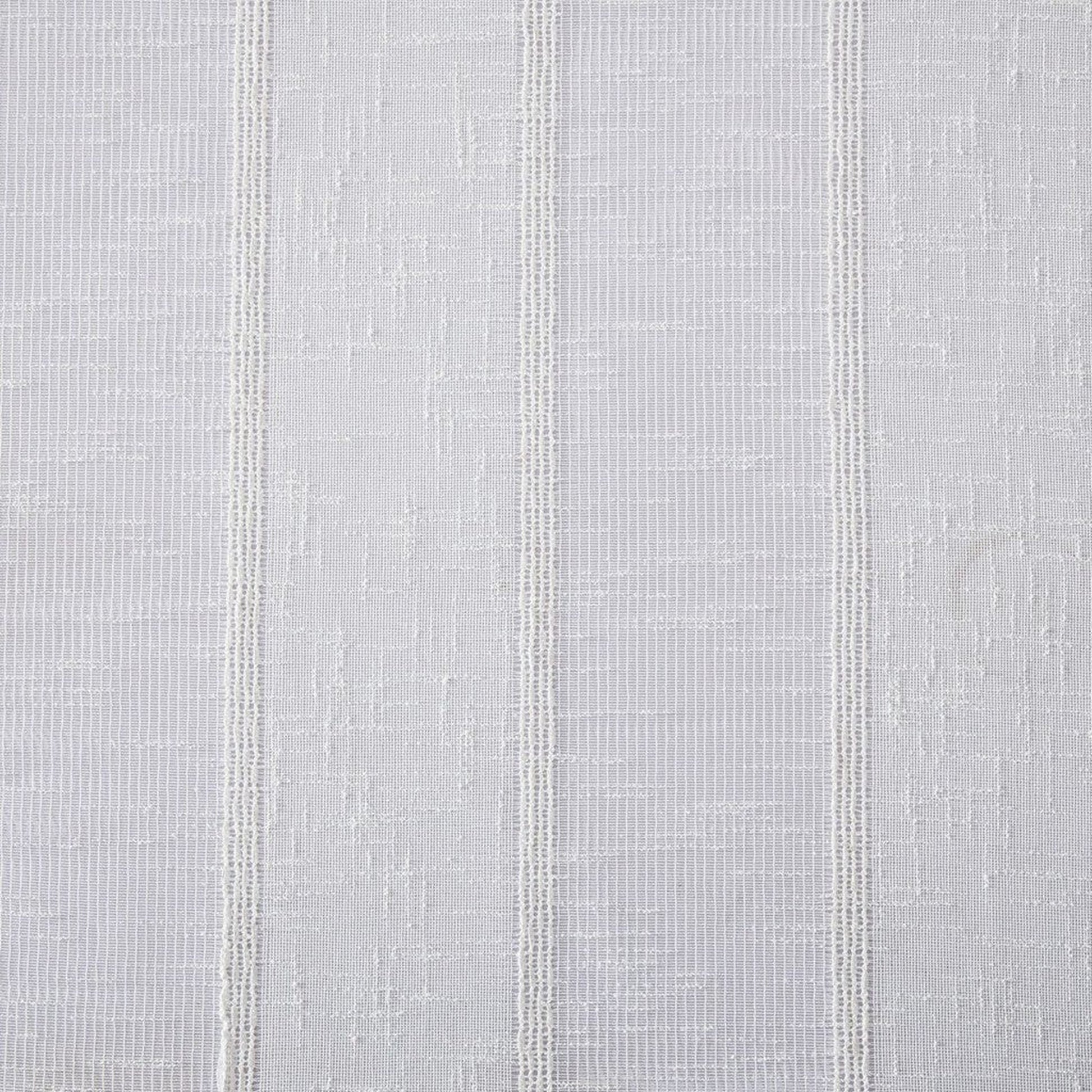 HomeRoots White Striped Embroidered Shower Curtain