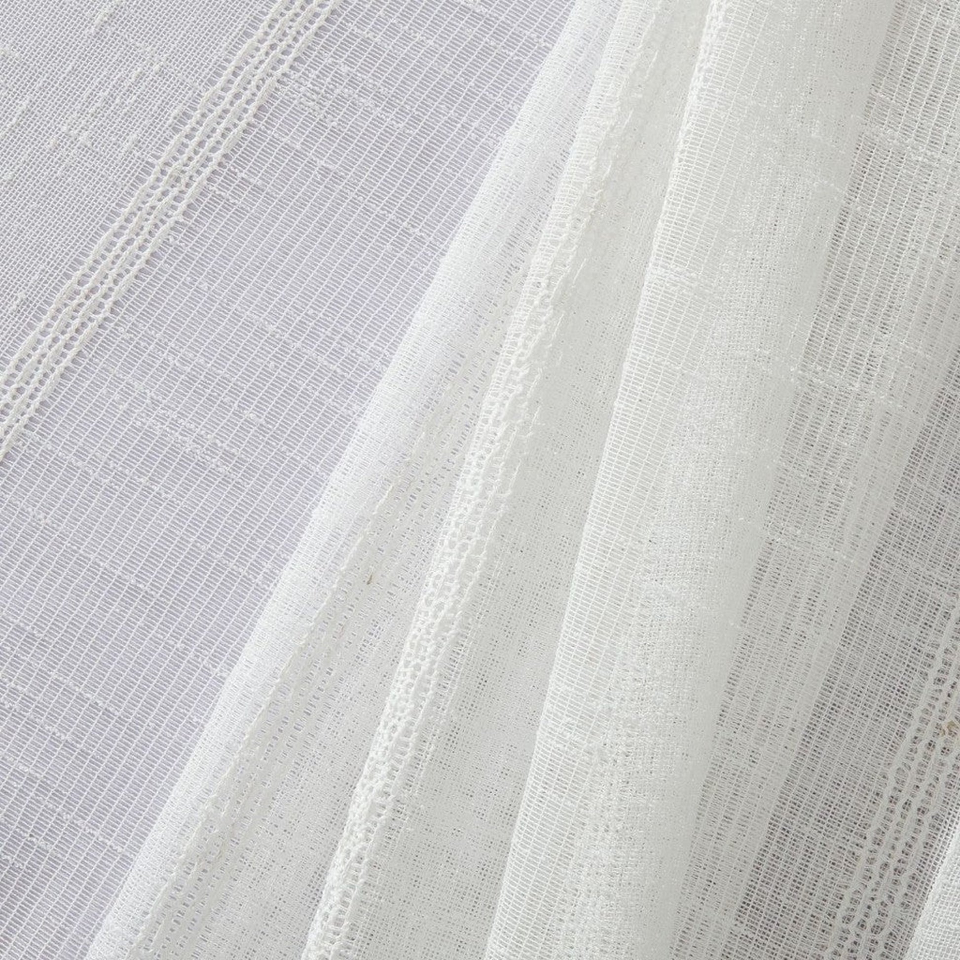 HomeRoots White Striped Embroidered Shower Curtain