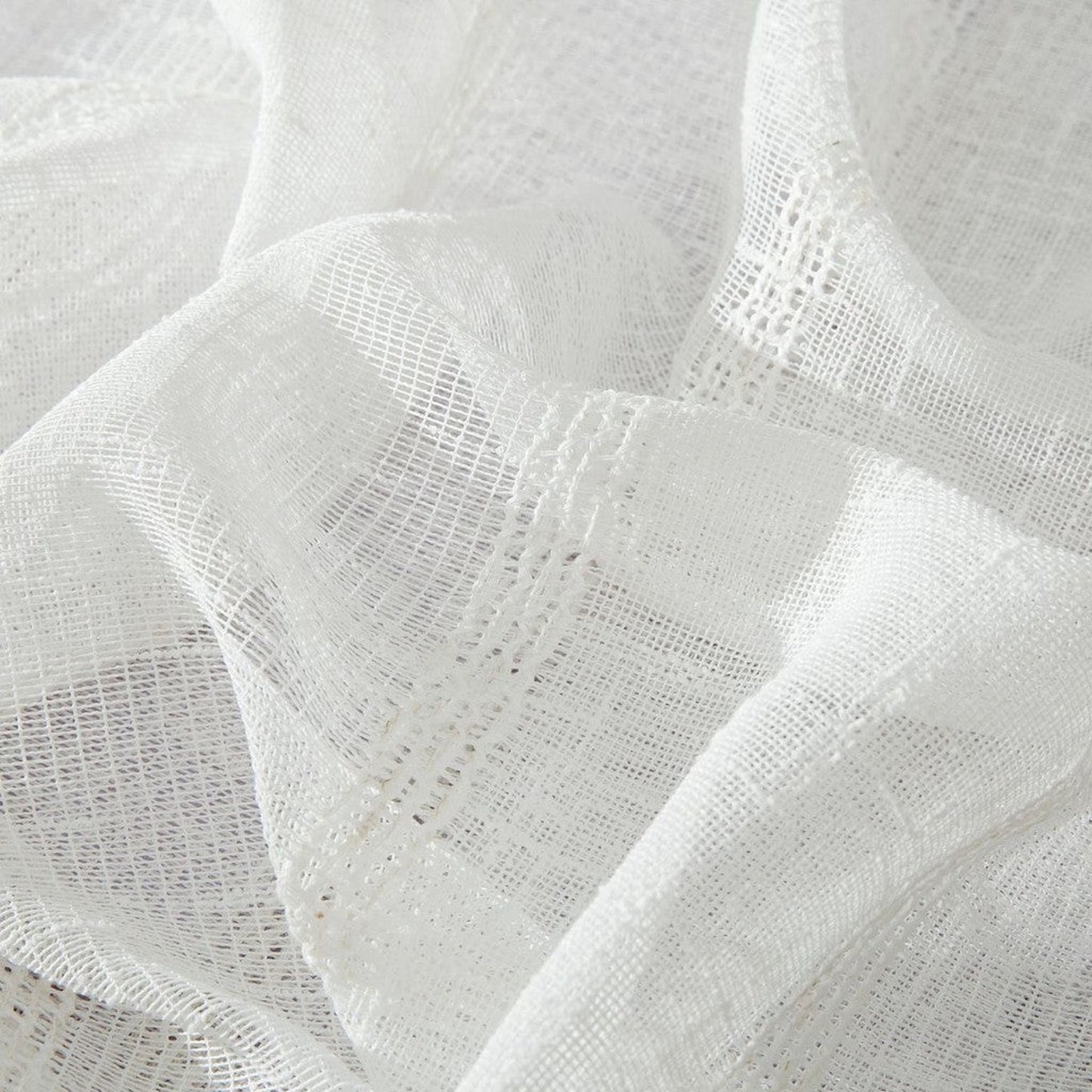 HomeRoots White Striped Embroidered Shower Curtain