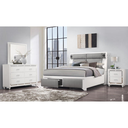 HomeRoots White Toned Mirror with Large Rectangular High Gloss Trim