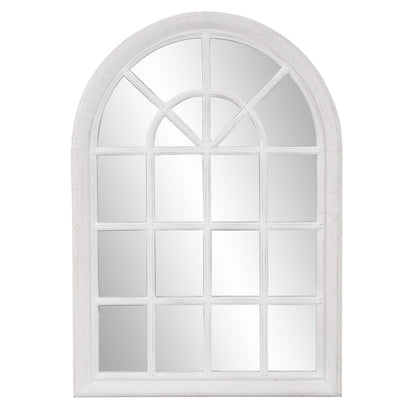 HomeRoots White Washed Mirror with Arched Panel Window Design