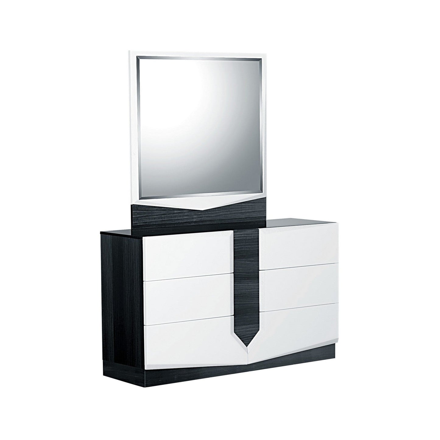 HomeRoots White and Grey Mirror with Rectangular Wood Trim