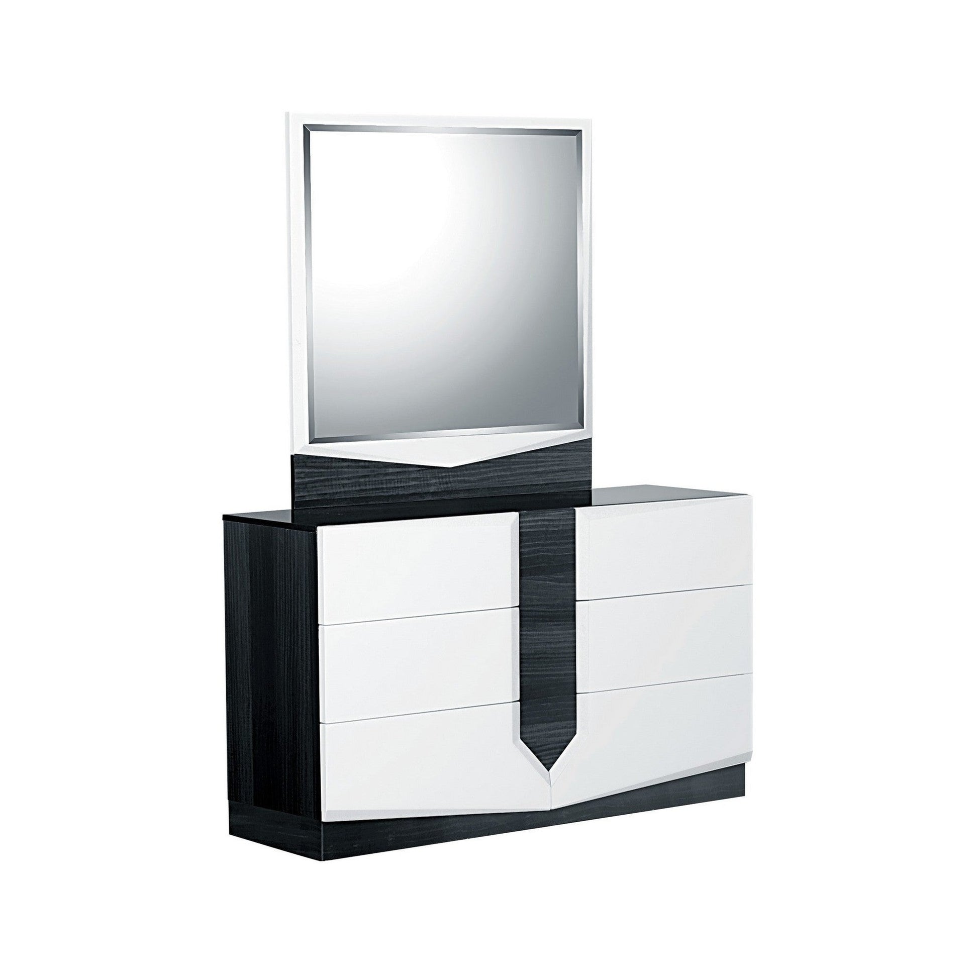 HomeRoots White and Grey Mirror with Rectangular Wood Trim