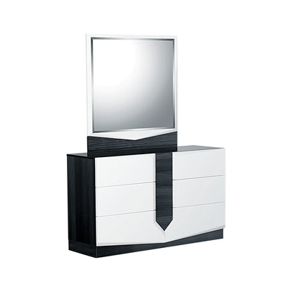 HomeRoots White and Grey Mirror with Rectangular Wood Trim