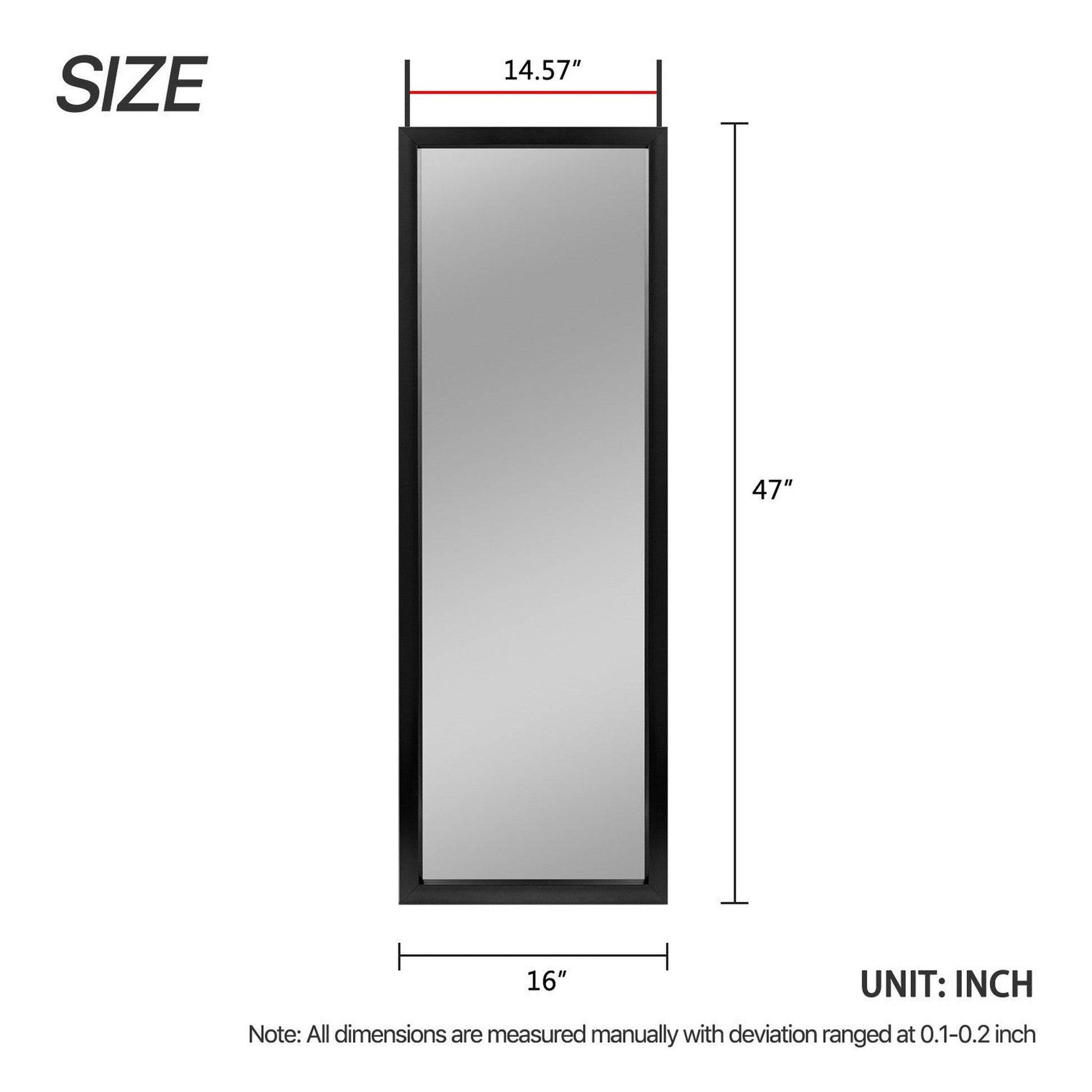 HomeRoots Wide Black Framed Door Mount Mirror