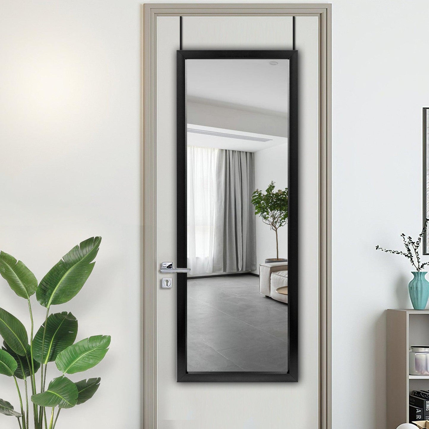 HomeRoots Wide Black Framed Door Mount Mirror