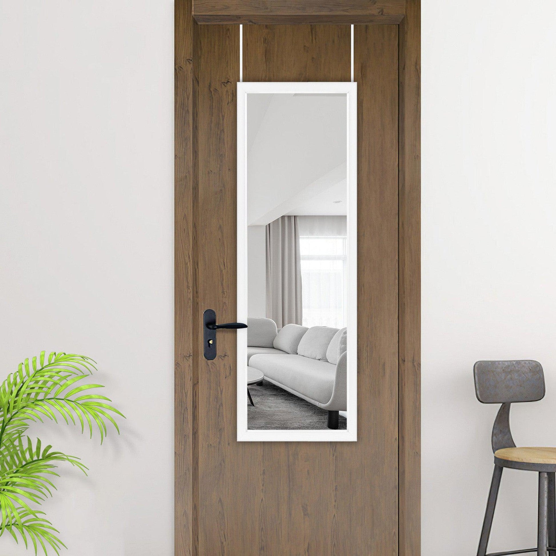 HomeRoots Wide White Framed Door Mount Mirror