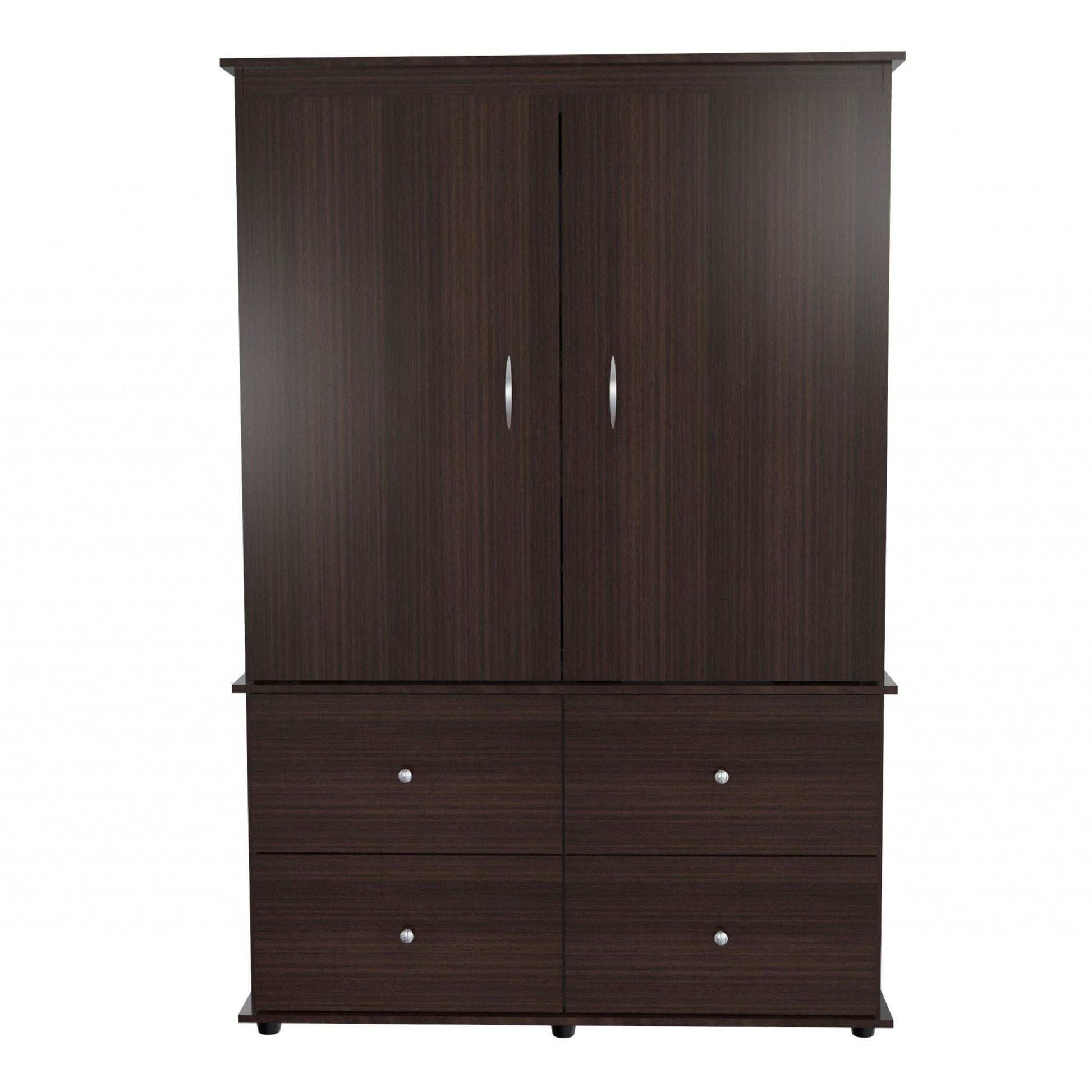 HomeRoots Wood Four Drawer Armoire Cabinet in Espresso Finish