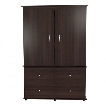 HomeRoots Wood Four Drawer Armoire Cabinet in Espresso Finish