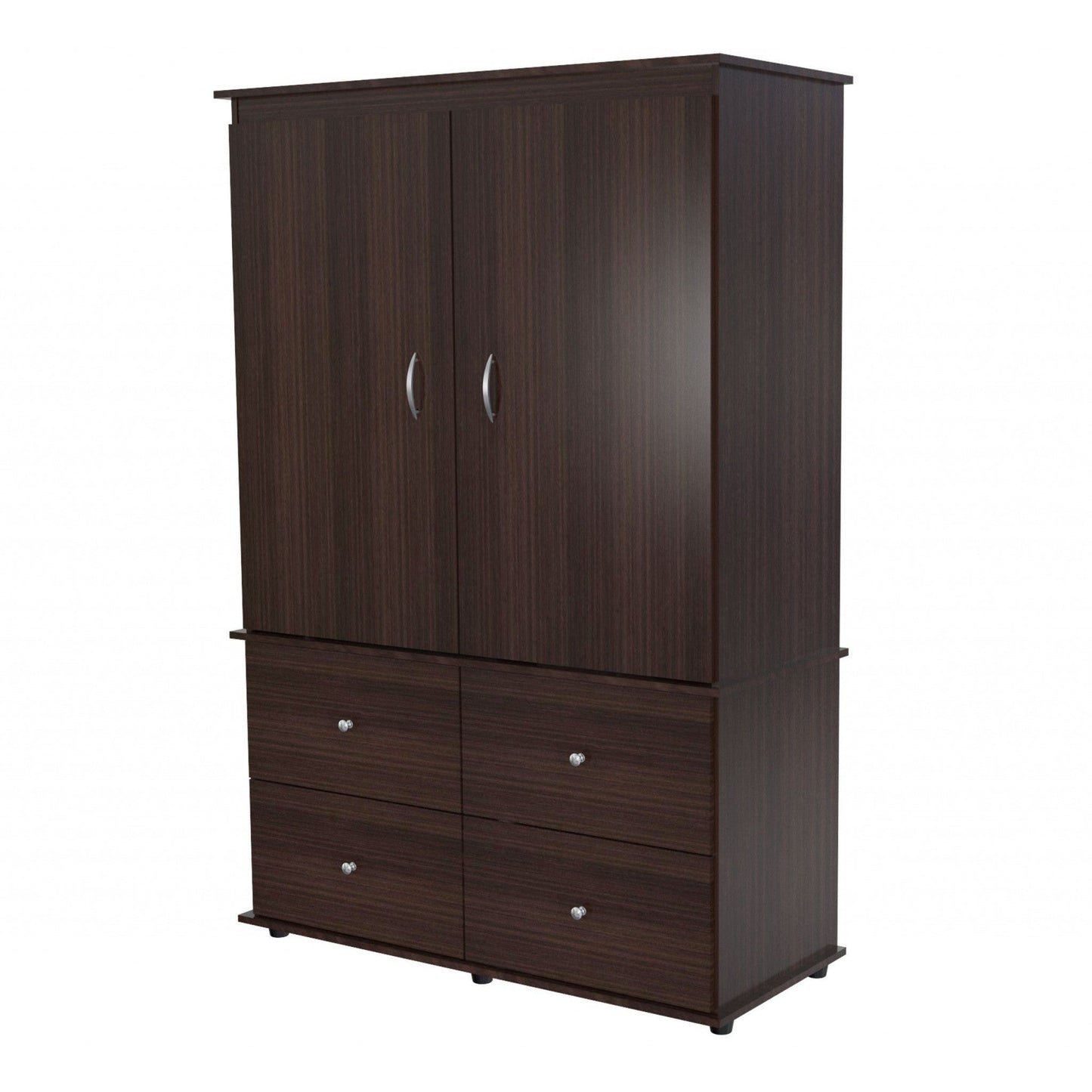 HomeRoots Wood Four Drawer Armoire Cabinet in Espresso Finish
