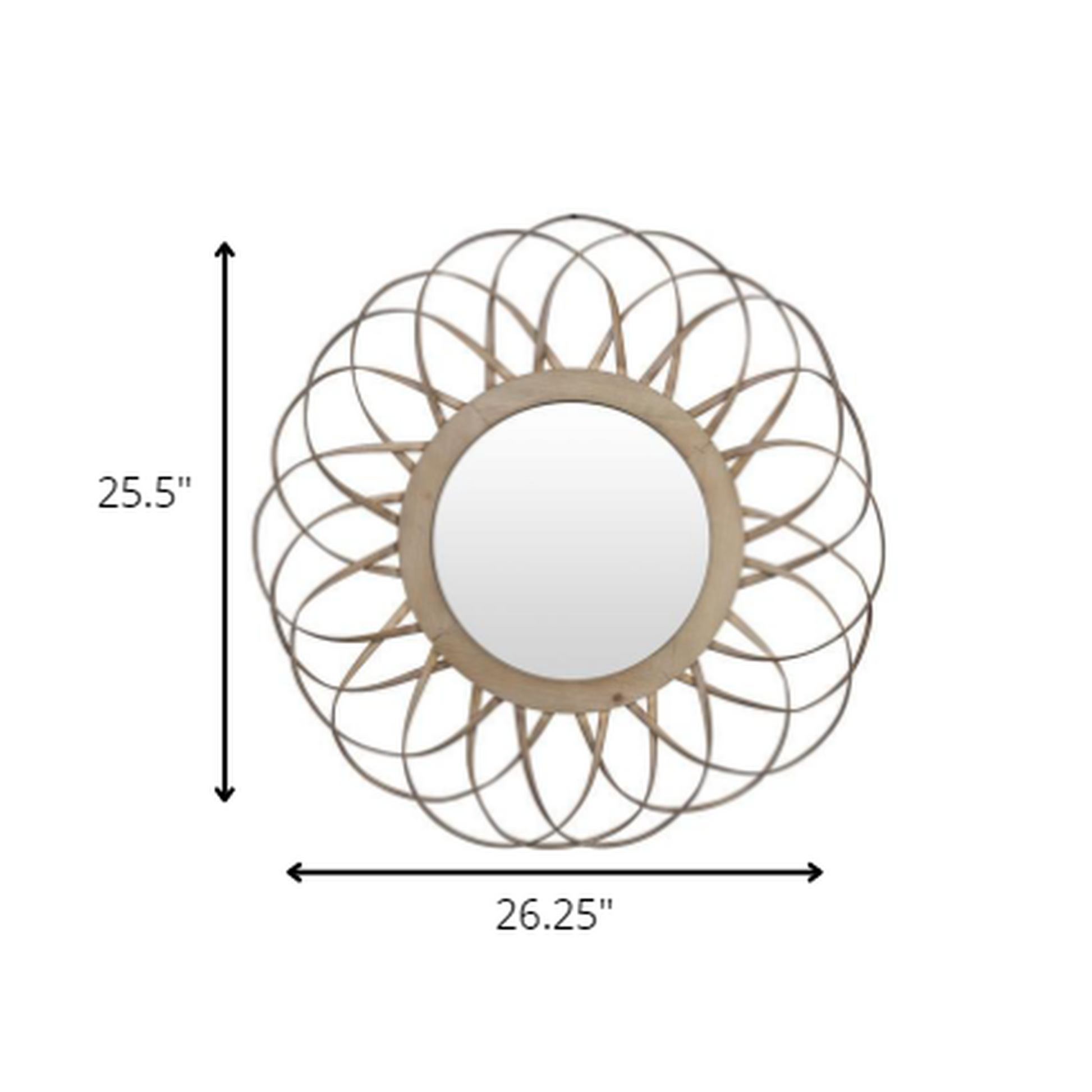 HomeRoots Wooden Flower Shaped Round Wall Mirror