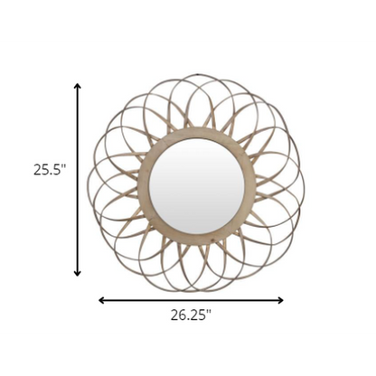 HomeRoots Wooden Flower Shaped Round Wall Mirror