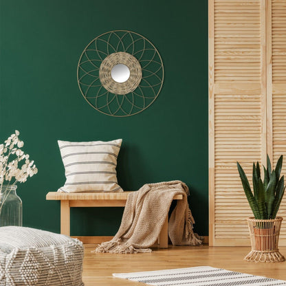 HomeRoots Wooden Sunflower Round Wall Mirror