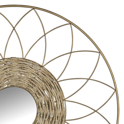 HomeRoots Wooden Sunflower Round Wall Mirror