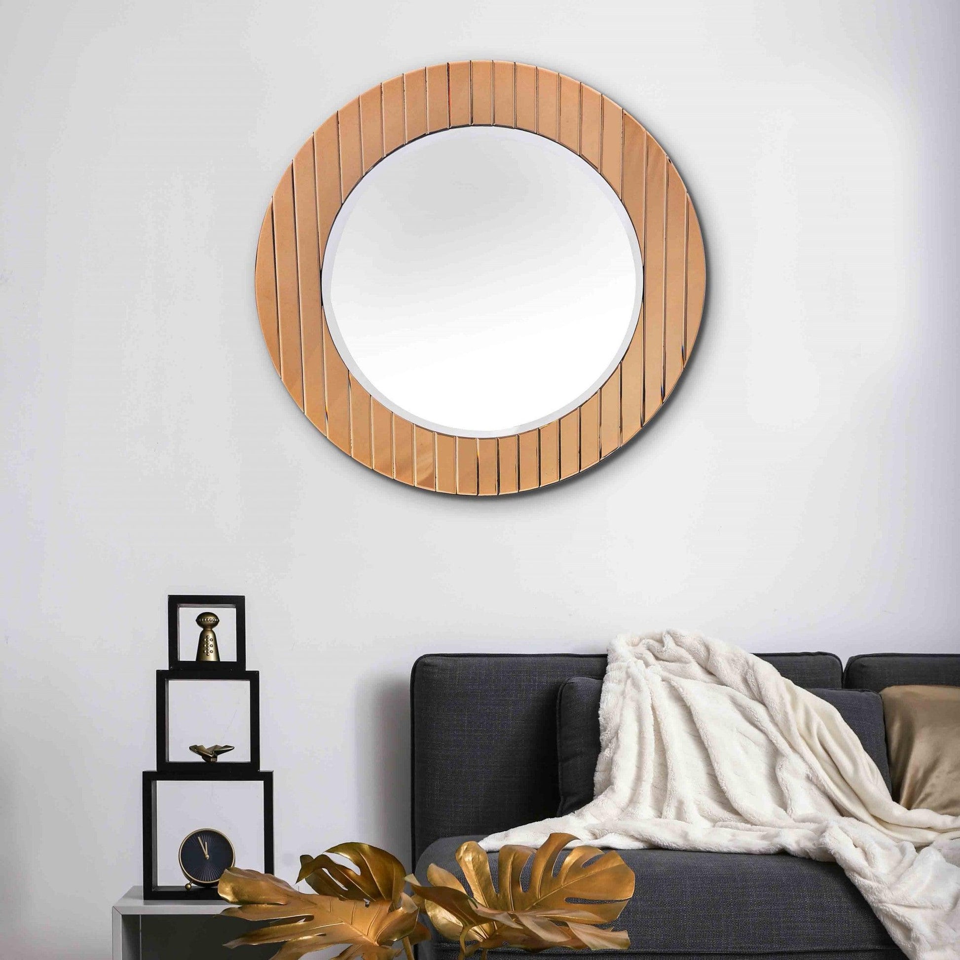 HomeRoots Yukon Gold Striped Mirror