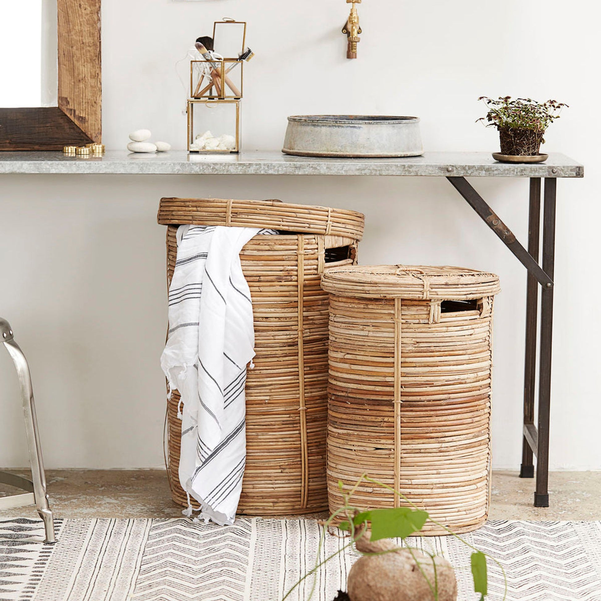 House Doctor Chaka Laundry Baskets With Natural Finish