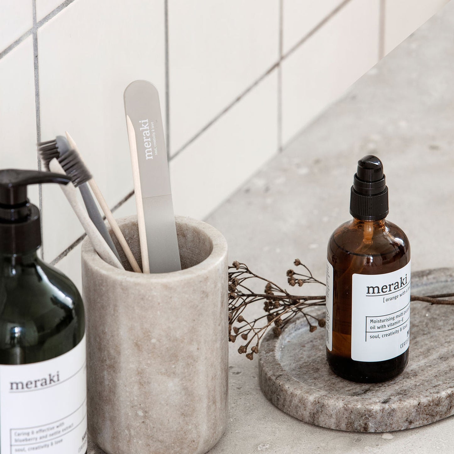 House Doctor Marble Meraki Tray in Beige Finish