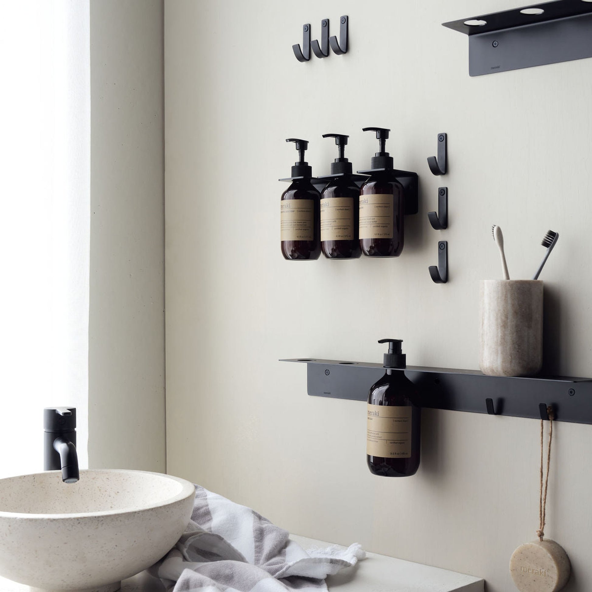 House Doctor Meraki Bottle Hanger in Brushed Black Finish