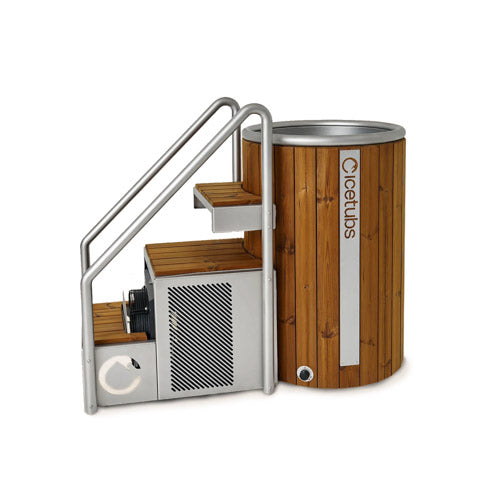 Icetubs IceBarrel Thermowood and Fiberglass Cold Plunge Immersion Tub With Stairs