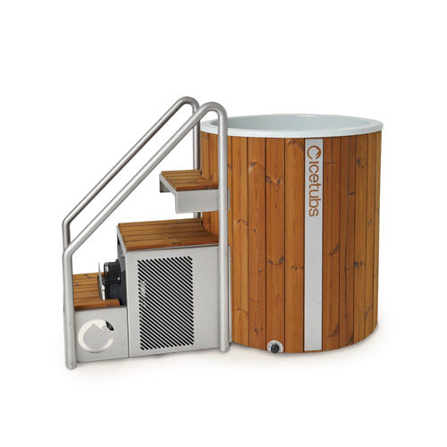 Icetubs IceBarrel XL Thermowood and Fiberglass Cold Plunge Immersion Tub With Stairs