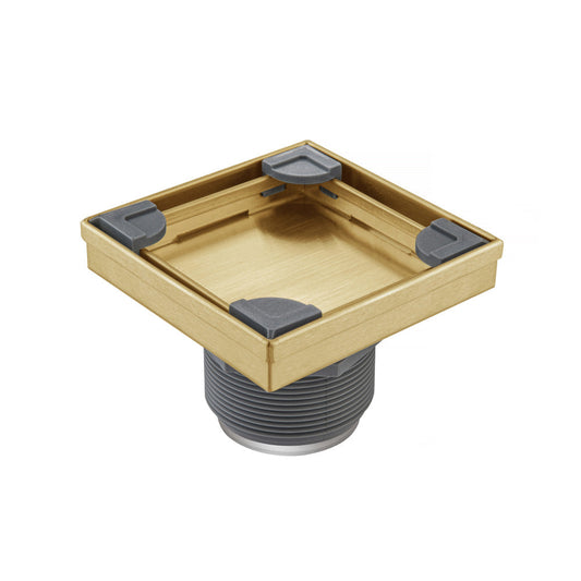 Isenberg 4" Stainless Steel Tile Insert Floor Drain in Satin Brass Finish