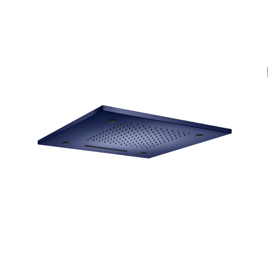 Isenberg Cascade 20" Stainless Steel Flush Mount Rainhead With Cascade Waterfall and Mist Flow in Navy Blue