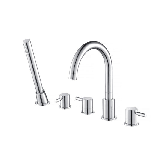 Isenberg Serie 100 Five Hole Deck Mounted Roman Tub Faucet With Hand Shower in Chrome