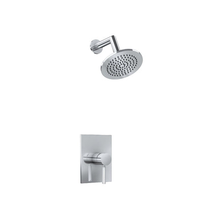 Isenberg Serie 100 Single Output Brushed Nickel PVD Wall-Mounted Shower Set With 6" Solid Brass Rainhead Shower Head, Single Handle Shower Trim and 1-Output Single Control Pressure Balance Valve