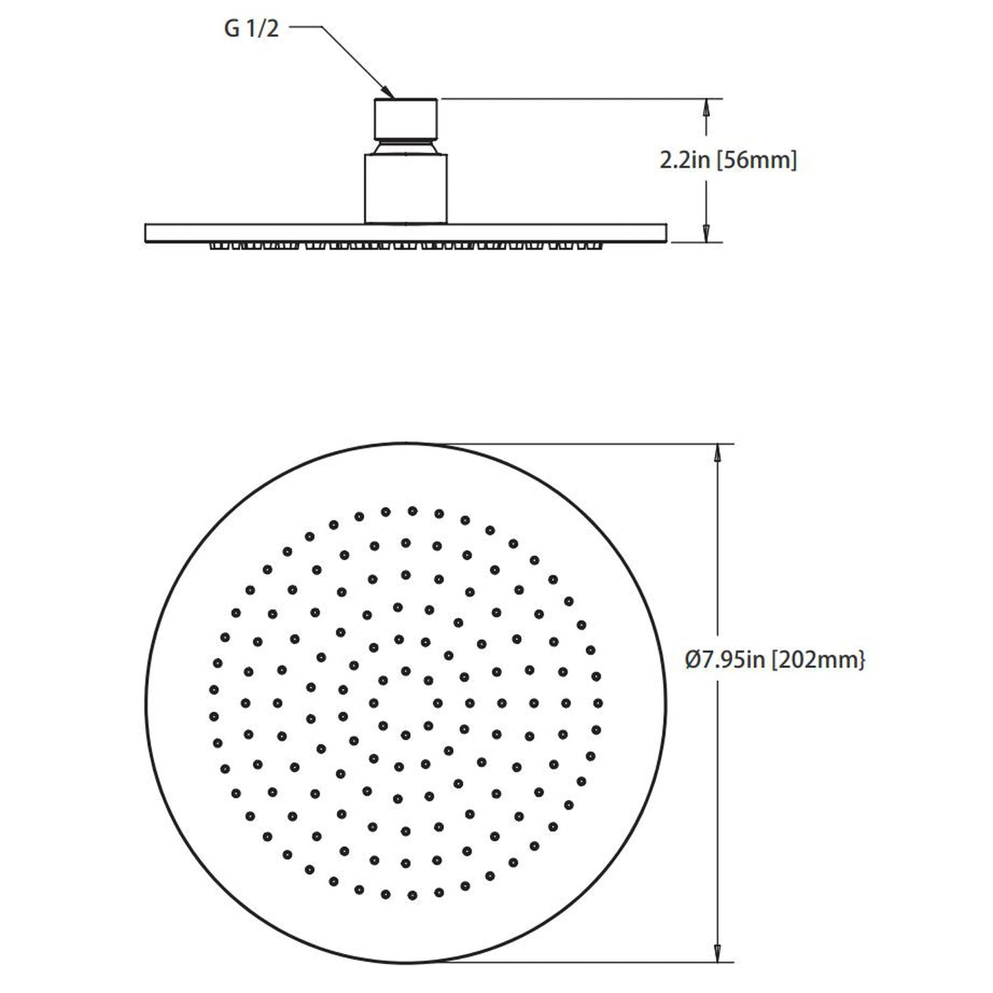 Isenberg Serie 100 Single Output Brushed Nickel PVD Wall-Mounted Shower Set With Single Function Round Rain Shower Head, Two-Handle Shower Trim and 1-Output Wall-Mounted Thermostatic Shower Valve With Integrated Volume Control